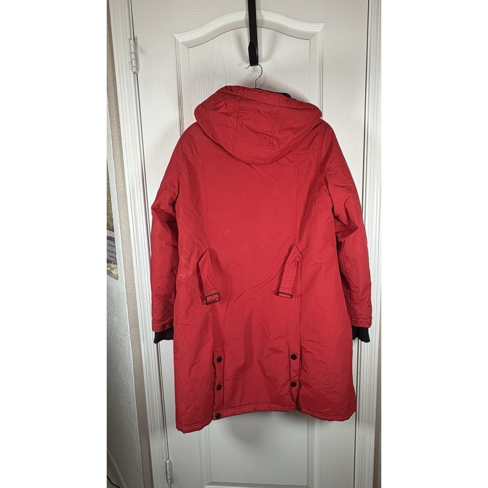 Canada Weathergear Women's Large Red Parka Coat Button Up Hooded Warm Winter - Picture 8 of 10